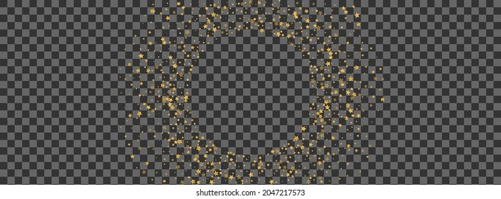 Gold Confetti Background  Transparent Vector. Sequin Success Illustration. Yellow Vintage. Fantasy Card. Shiny Spark Shine.
