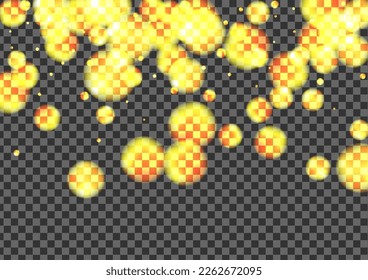 Gold Confetti Background Transparent Vector. Ball Sparks Texture. Christmas Card. Black Dot Overlay Template. Golden Glow.