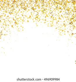 Fundo confetti dourado para o seu design. Ilustração vetorial