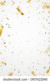 Gold Confetti Banner, Isolated On Transparent Background