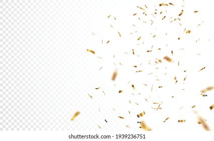 Gold Confetti Banner, Isolated On Transparent Background