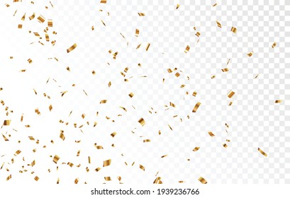 Gold Confetti Banner, Isolated On Transparent Background