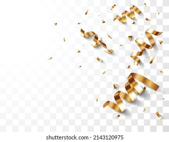 Gold confetti banner, isolated on transparent background