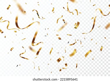 Banner de confeti dorado, aislado en un contexto transparente