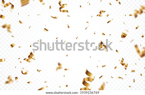 Gold Confetti Banner Isolated On Transparent Stock Vector (Royalty Free ...