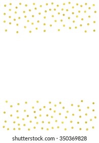 Gold confetti border. Vector illustration for greeting card, wedding or party invitation, scrapbooking.