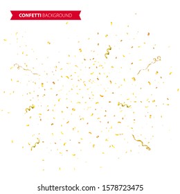 Gold Confetti burst explosion isolated. Birthday party background. Festive vector illustration