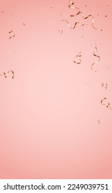 Gold Confetti Celebrate Vector Pink Background. Flying Streamer Poster. Star Decoration Invitation. Yellow Festive Plant.