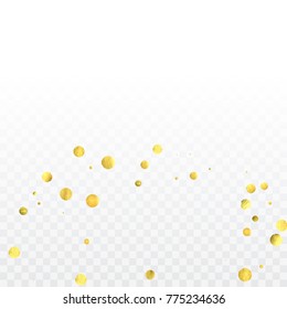 Gold confetti celebration. Birthday party invitation background. Vector festive christmas greeting card backdrop. Wedding invitation template.