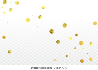 Gold confetti celebration. Birthday party invitation background. Vector festive christmas greeting card backdrop. Wedding invitation template.