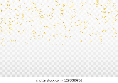 Gold Confetti Celebration Carnival Ribbons Luxury Stock Vector (Royalty ...