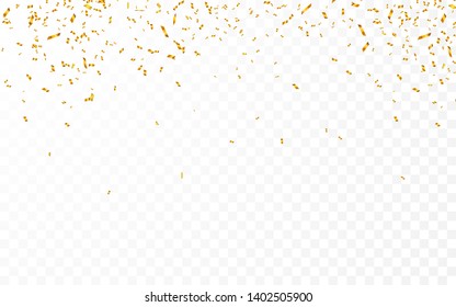 Gold Confetti. Celebration Carnival Ribbons. Luxury Greeting Card. Vector Illustration.