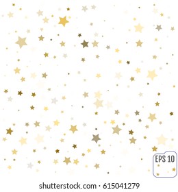 Gold Confetti celebration, Falling golden abstract decoration for party, birthday celebrate, anniversary or event, festive. Festival decor. Vector 