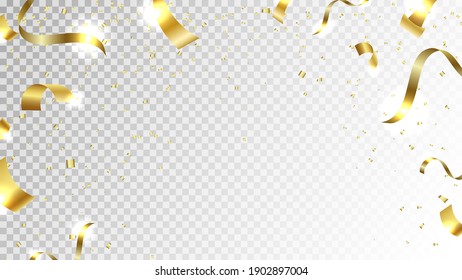 Celebración del confetti de oro. Año nuevo, cumpleaños, elemento de diseño del día de San Valentín.