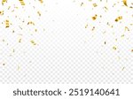 Gold confetti. Confetti celebration party background design, Falling shiny golden confetti isolated on transparent background, Celebration carnival ribbons, confetti,