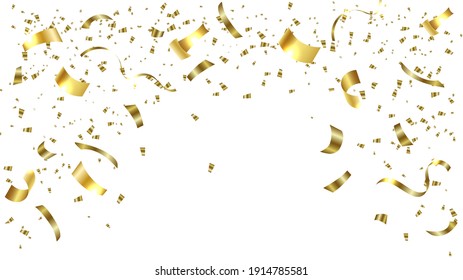 Gold Confetti Celebration.Gold Confetti Falling Festive Decoration For Birthday Party Celebration.