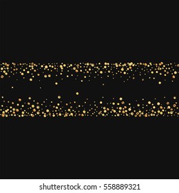 Gold confetti. Chaotic shape with gold confetti on black background. Vector illustration.