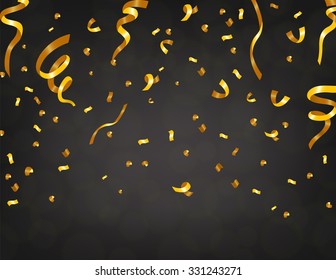 Gold confetti in dark background