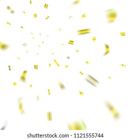 Gold confetti explosion celebration isolated on white background. Falling golden confetti. Abstract decoration for party birthday. Celebrate Christmas, New Year Festival Vector illustration
