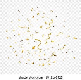 Gold Confetti Explosion, Isolated On Transparent Background