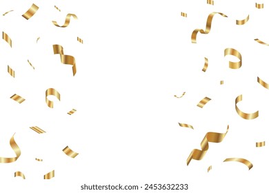 Confeti de oro que cae el fondo para el cumpleaños, diseños del aniversario. Confeti de oro brillante brillante para la fiesta