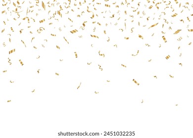 Gold confetti falling background. Shiny gold confetti falling from above