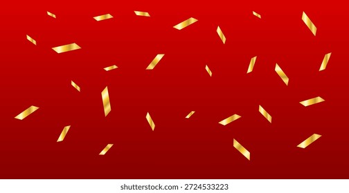 "Gold Confetti Falling on Red Background" (em inglês). Celebrações Festivas. Ilustração de vetor