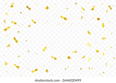 Gold Confetti Falling on White Background for Festive Celebrations. Vector Illustration
