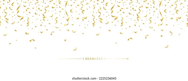 Gold confetti falls. confetti, streamer, tinsel on a transparent background for design and congratulations.Vector