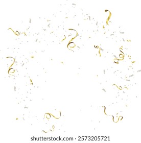 Gold confetti falls. confetti, streamer, tinsel on a transparent background for design and congratulations.Vector