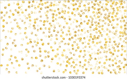 Gold Confetti. Festive Texture with Sparkles on White Background. Dark Luxury Pattern for Christmas and New Year Decoration, Birthday Invitation, Poster or Greeting Card. Vector Gold Confetti.