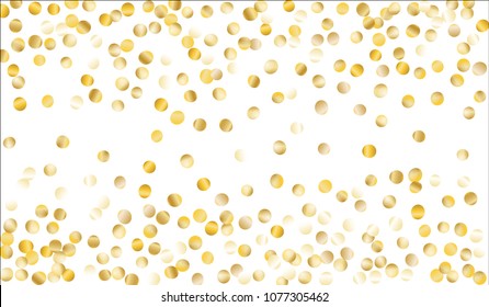 Gold Confetti. Festive Texture with Sparkles on White Background. Dark Luxury Pattern for Christmas and New Year Decoration, Birthday Invitation, Poster or Greeting Card. Vector Gold Confetti.
