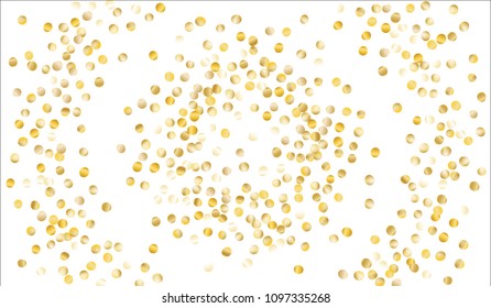 Gold Confetti. Festive Texture with Sparkles on White Background. Dark Luxury Pattern for Christmas and New Year Decoration, Birthday Invitation, Poster or Greeting Card. Vector Gold Confetti.