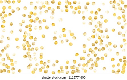 Gold Confetti. Festive Texture with Sparkles on White Background. Dark Luxury Pattern for Christmas and New Year Decoration, Birthday Invitation, Poster or Greeting Card. Vector Gold Confetti.