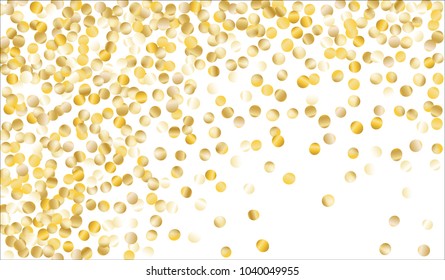 Gold Confetti. Festive Texture with Tinsels on White Background. Dark Luxury Pattern for Christmas and New Year Decoration, Birthday Invitation, Poster or Greeting Card. Vector Gold Confetti.