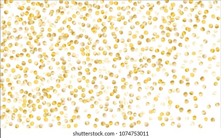 Gold Confetti. Festive Texture with Tinsels on White Background. Dark Luxury Pattern for Christmas and New Year Decoration, Birthday Invitation, Poster or Greeting Card. Vector Gold Confetti.