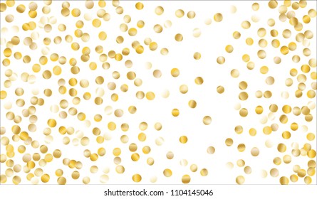Gold Confetti. Festive Texture with Tinsels on White Background. Dark Luxury Pattern for Christmas and New Year Decoration, Birthday Invitation, Poster or Greeting Card. Vector Gold Confetti.
