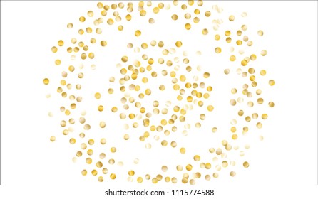 Gold Confetti. Festive Texture with Tinsels on White Background. Dark Luxury Pattern for Christmas and New Year Decoration, Birthday Invitation, Poster or Greeting Card. Vector Gold Confetti.