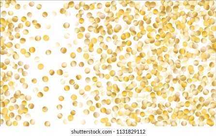 Gold Confetti. Festive Texture with Tinsels on White Background. Dark Luxury Pattern for Christmas and New Year Decoration, Birthday Invitation, Poster or Greeting Card. Vector Gold Confetti.