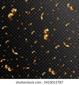 Gold confetti and firecracker sauce for promotions and events illustration set. Vector confetti png. Bright sparkling wallpaper design.