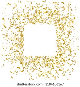 Gold confetti frame design, holiday banner, vector illustration