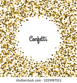 Gold confetti frame vector illustration with place for your text.