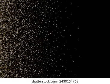 Gold Confetti Glamour Vector Black Background. Rich Splash Design. Golden Sequin Happy Wallpaper. Shine Festive Invitation.