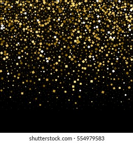 Gold confetti glitter. Abstract gold dust glitter background. Golden explosion of confetti.