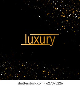 Gold confetti glitter on black background.