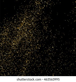 Gold confetti glitter sparkle black background celebration party festive golden dust particle texture abstract vector illustration square design