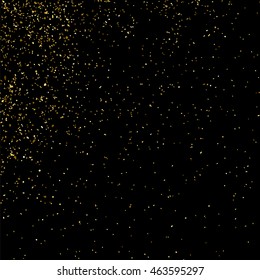 Gold confetti glitter sparkle black background celebration party festive golden dust particle texture abstract vector illustration square design