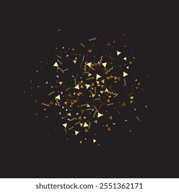 Gold confetti. Isolated golden dust particles. Vector round bokeh.Abstract iridescent background. Birthday card with metallic texture. Chaotic bridal backdrop. Foil border. Geometric anniversary illus