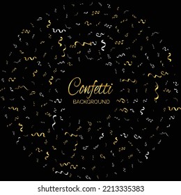 Gold Confetti Isolated On black Background. Celebrate Vector Illustration