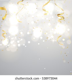 Gold confetti isolated on night background